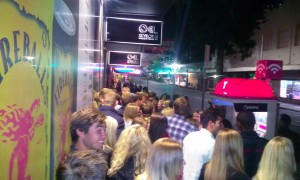 The line in front of the club